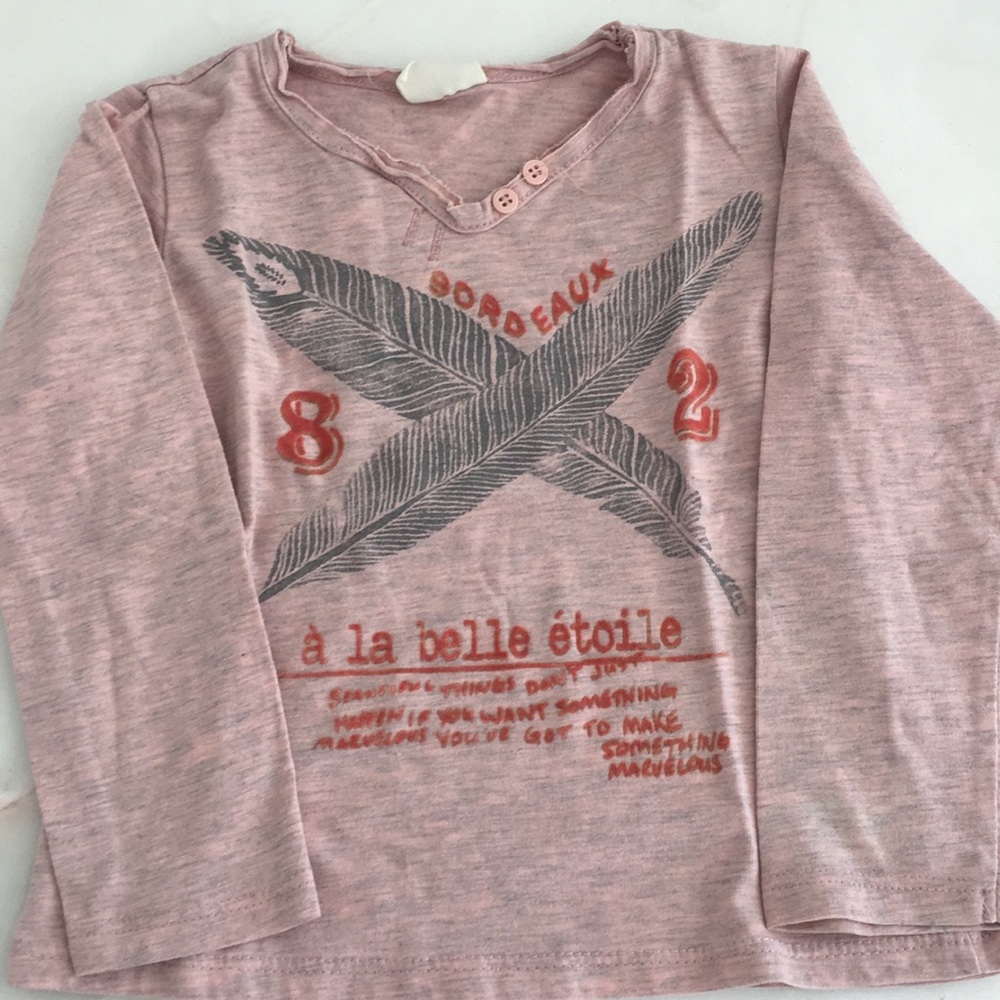 Zara Girls Pink Graphic Tee-Size 2/3